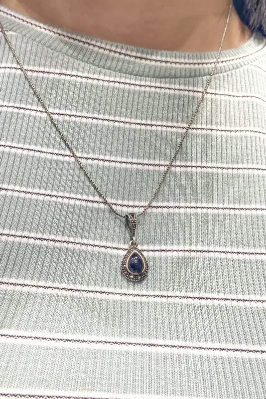 Крошечная капля марказит олту серебряное ожерелье с драгоценными камнями |