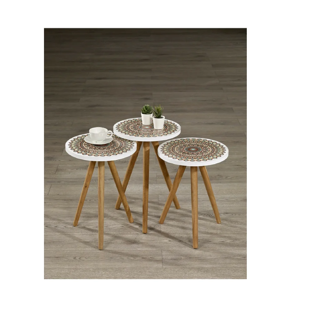 3 шт. деревянный круглый прикроватный столик с рисунком мандалы