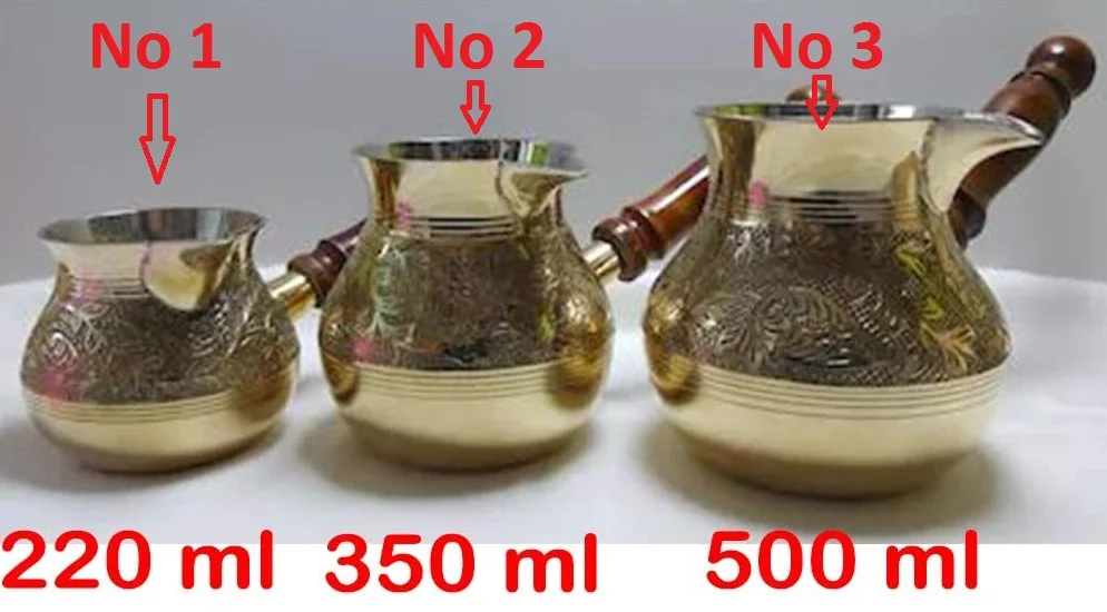 Turkish Greek Moroccan Coffee Pots Maker Kettle Pot for Stovetop Serving Espresso with Wooden Handle Hammered Brass | Дом и сад