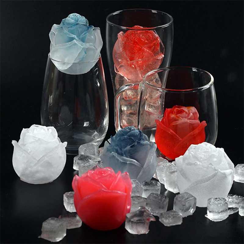 

Ice Cube Form Silicone Rose Shape Icecream Mold 3D Big Freezer Ice Cream Ball Maker Reusable Whiskey Cocktail Mould Bar Tools