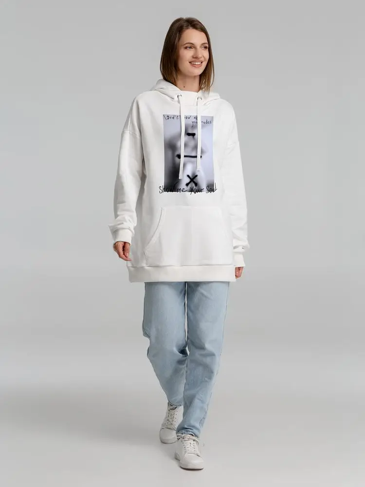 Худи оверсайз Покажи мне свою душу молочно-белое размер XS/S