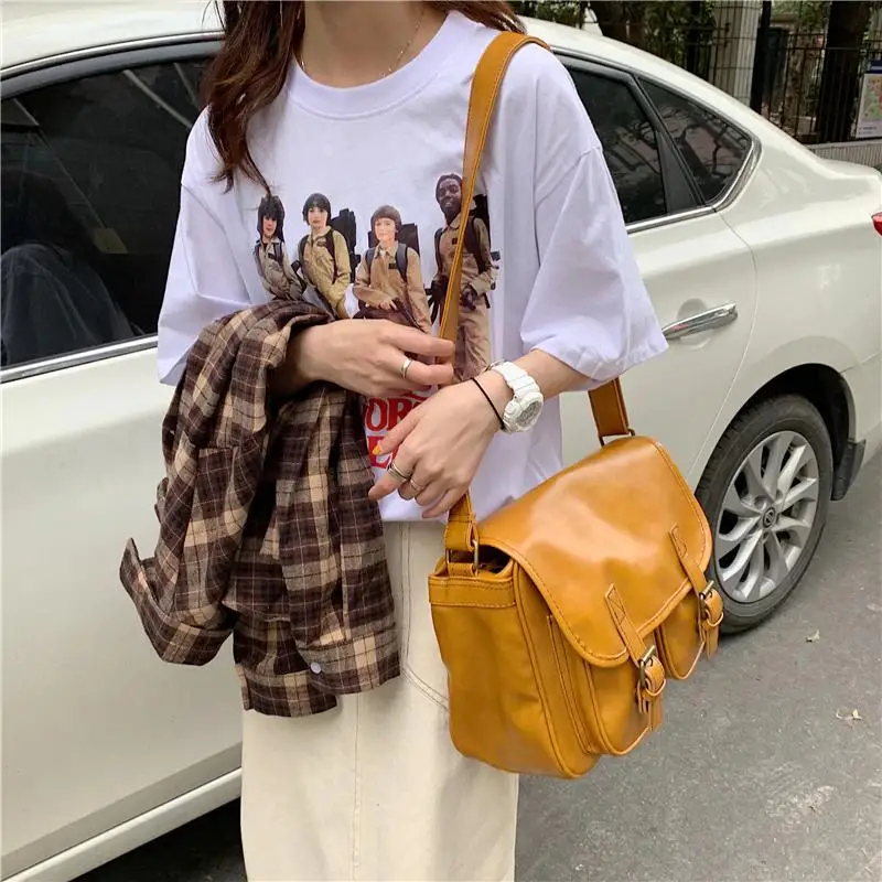 

Vintage oil wax leather women shoulder bag Large capacity wide strap female crossbody bag Casual Messenger bag big handbag