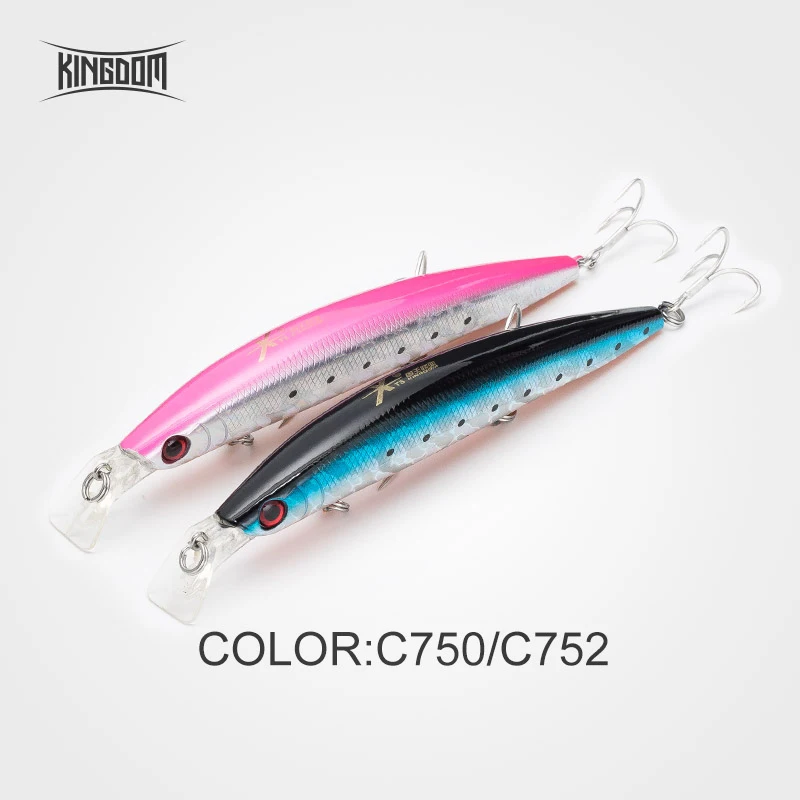 C750 C752 Королевство рыболовные приманки Minnow для соленой воды, моря воблеры Jertbait искусственная, жесткая, для рыбалки приманки 125 мм 23 г подойдут для морского окуня малогабаритная управляемая модель 5354 - Цвет: C750 C752