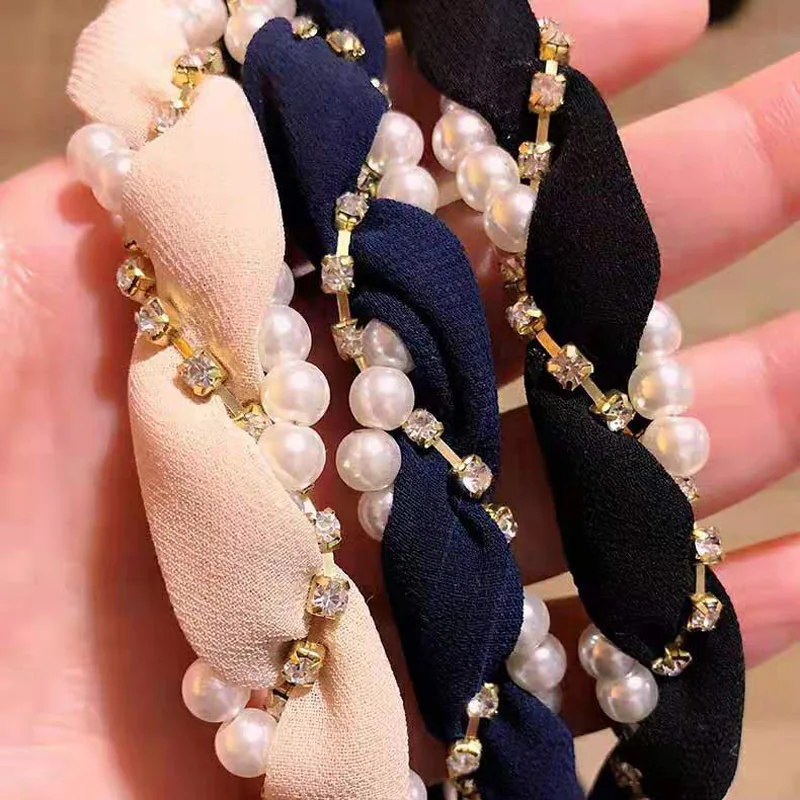 

Pearl Card Issuance Wave Fabric Lovely Small Fresh Simplicity Sweet Hair Band Fashion Tender Elegant Women Headwear