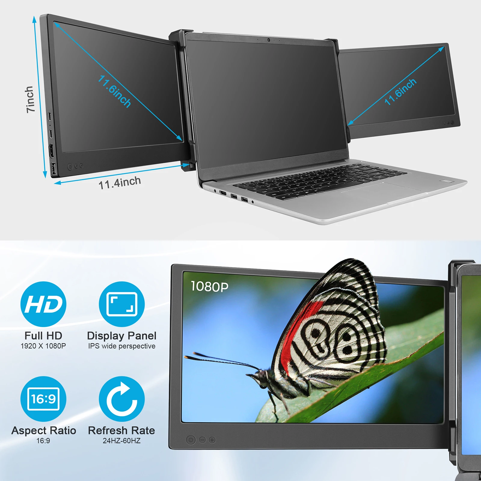 저렴한 OFIYAA 휴대용 트리플 모니터 IPS 1920x1080 USB C HDMI 디스플레이 HD 외장 듀얼 스크린 노트북 PC 전화 PS4 Xbox 스위치, 포터블 트리플 모니터 IPS X 구매 OFIYAA 휴대용 트리플 모니터 IPS 1920x1080 USB C HDMI 디스플레이 HD 외장 듀얼 스크린 노트북 PC 전화 PS4 Xbox 스위치, 포터블 트리플 모니터 IPS X