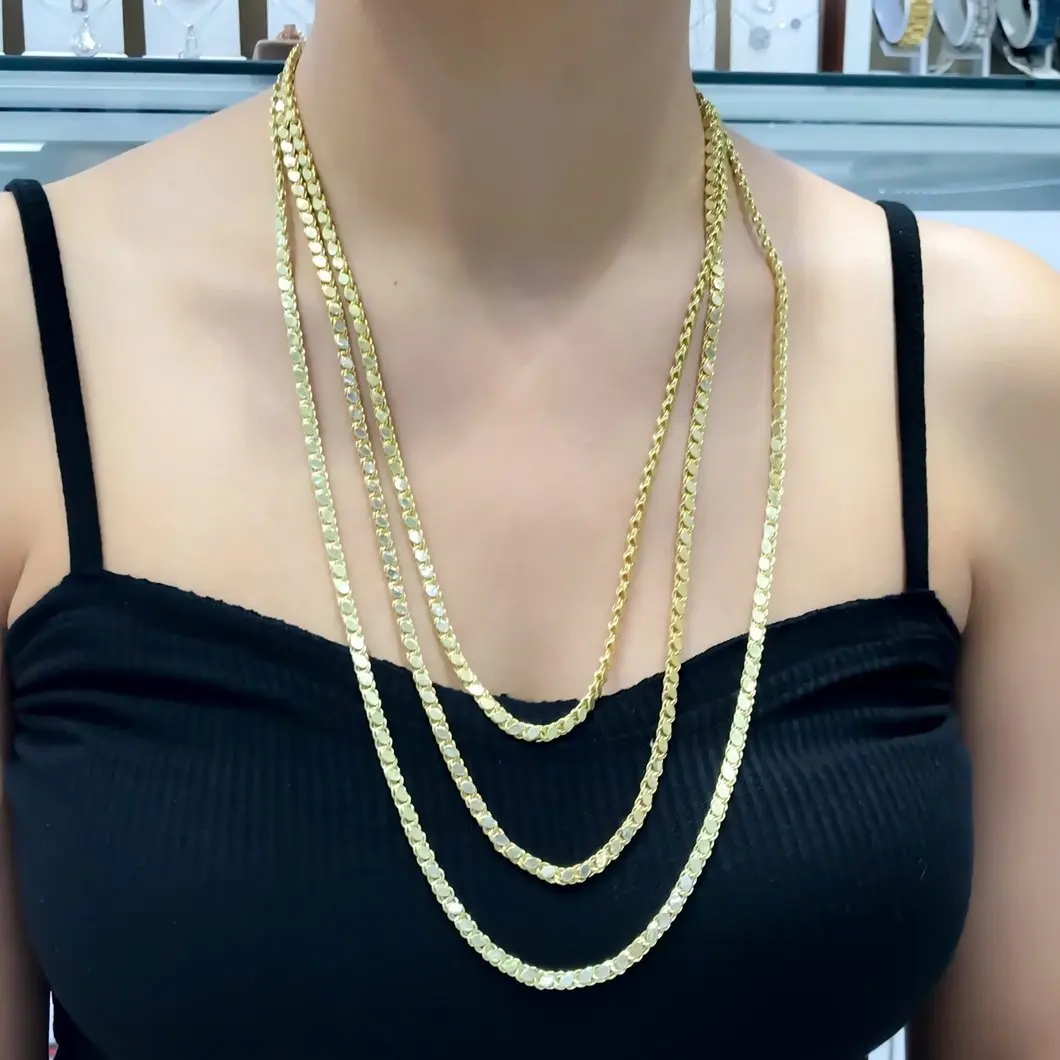 Gümüş ячменя блесток Длинная цепочка 60 см 65 70 см|Цепочки| |