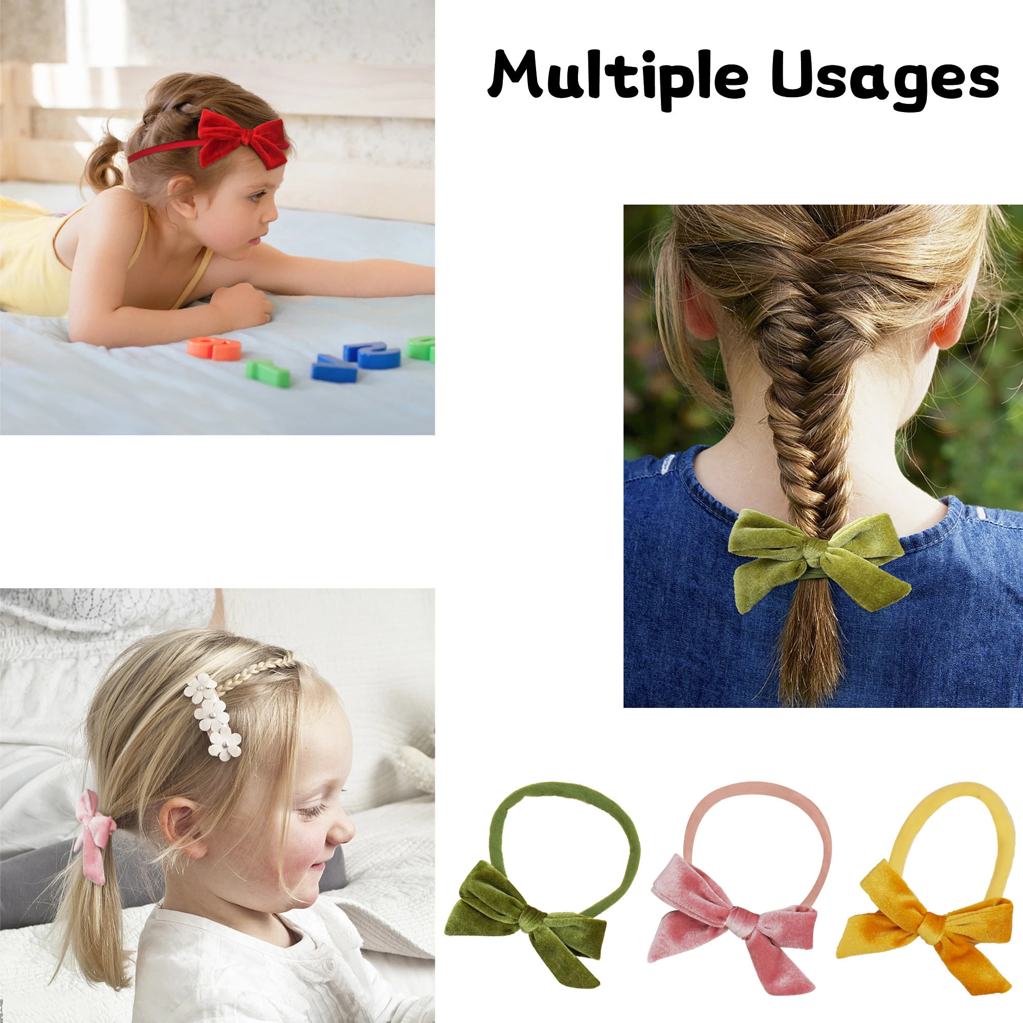 6Pcs Baby Bow Headband Nylon Headbands Hair Bands for Children Girls Soft Hairband Newborn Hair Accessories Toddler