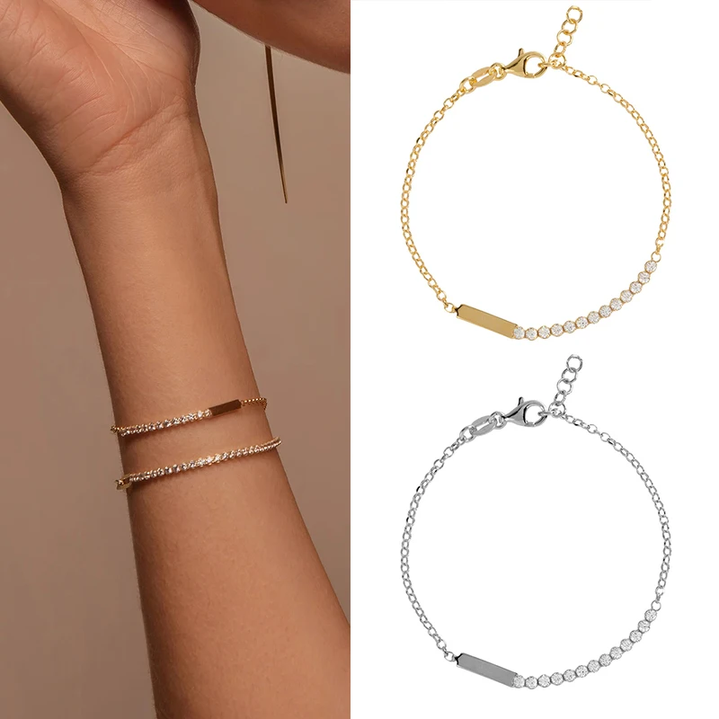 Женский Регулируемый браслет из серебра 925 пробы с геометрическим узором |