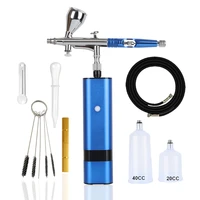 dual action airbrush kit with compressor high stable pressure mini pump cup replaceable for cake paint art tattoo barber