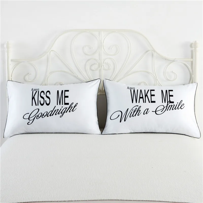 Funny White Couple Pillowcase Modern Brief Bedding Pillow Case Comfortable Cushion Cute Cover With 21 Patterns Optional | Дом и сад