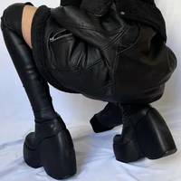 2022 winter waterproof bright aurface plus size elastic over the knee tacones mujer talon femme platform women boots