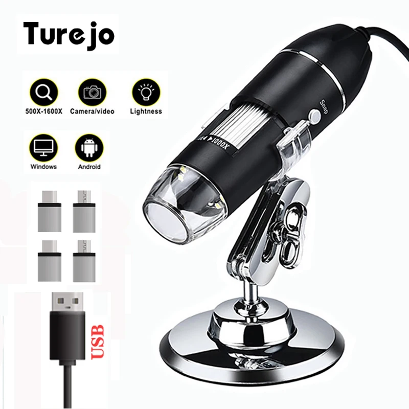 1600X Цифровые микроскопы Тип C/Micro USB СВЕТОДИОДНЫЙ Лупа Камера электронный