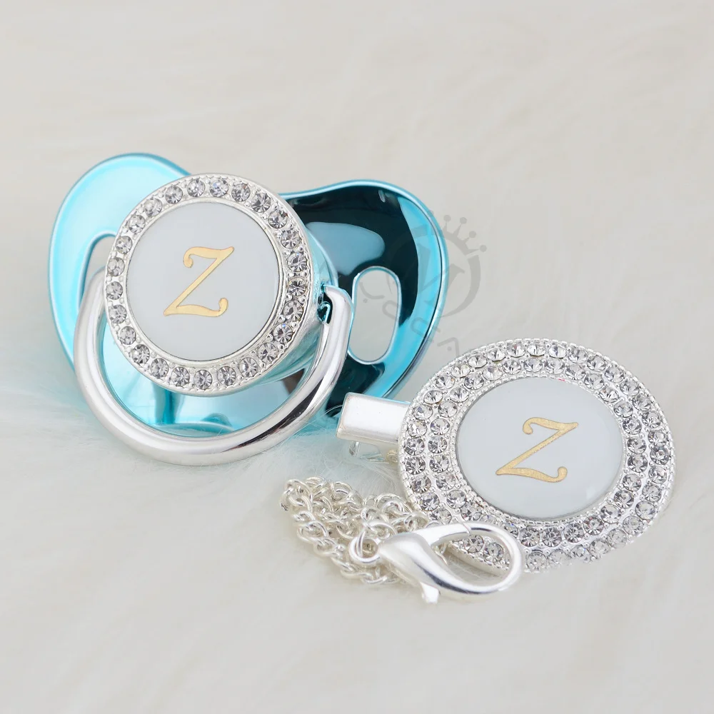 Золотая пустышка MIYOCAR элегантная Серебристая с надписью Z и клипсой без BPA SGS для