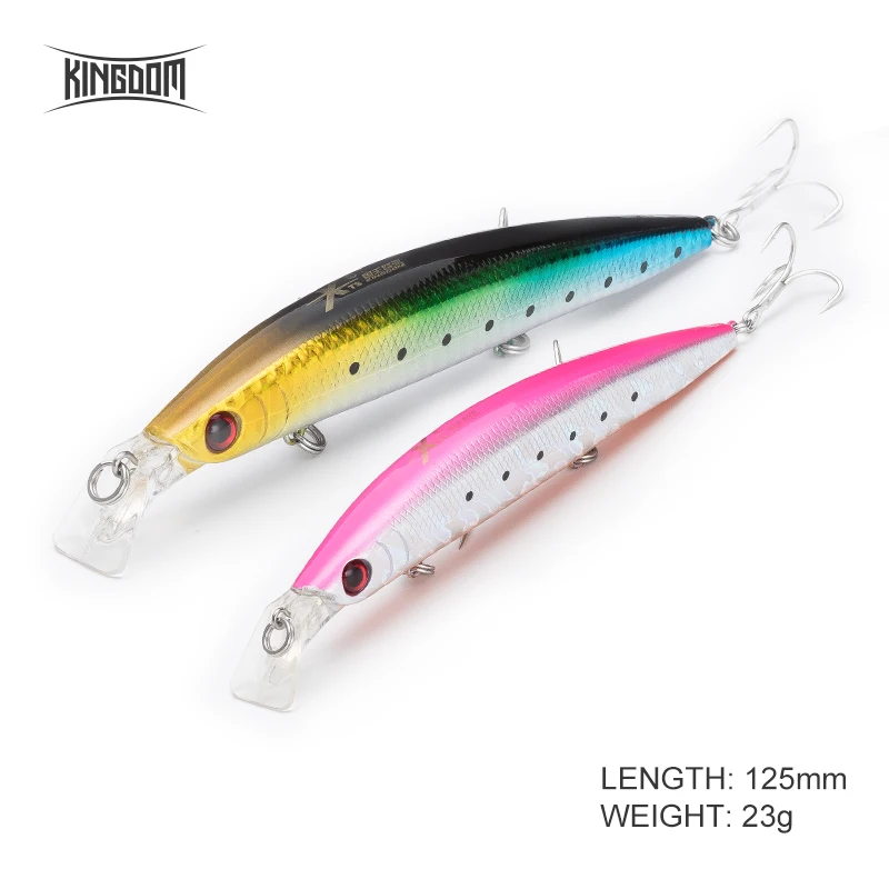 Королевство рыболовные приманки Minnow для соленой воды, моря воблеры Jertbait искусственная, жесткая, для рыбалки приманки 125 мм 23 г подойдут для морского окуня малогабаритная управляемая модель 5354