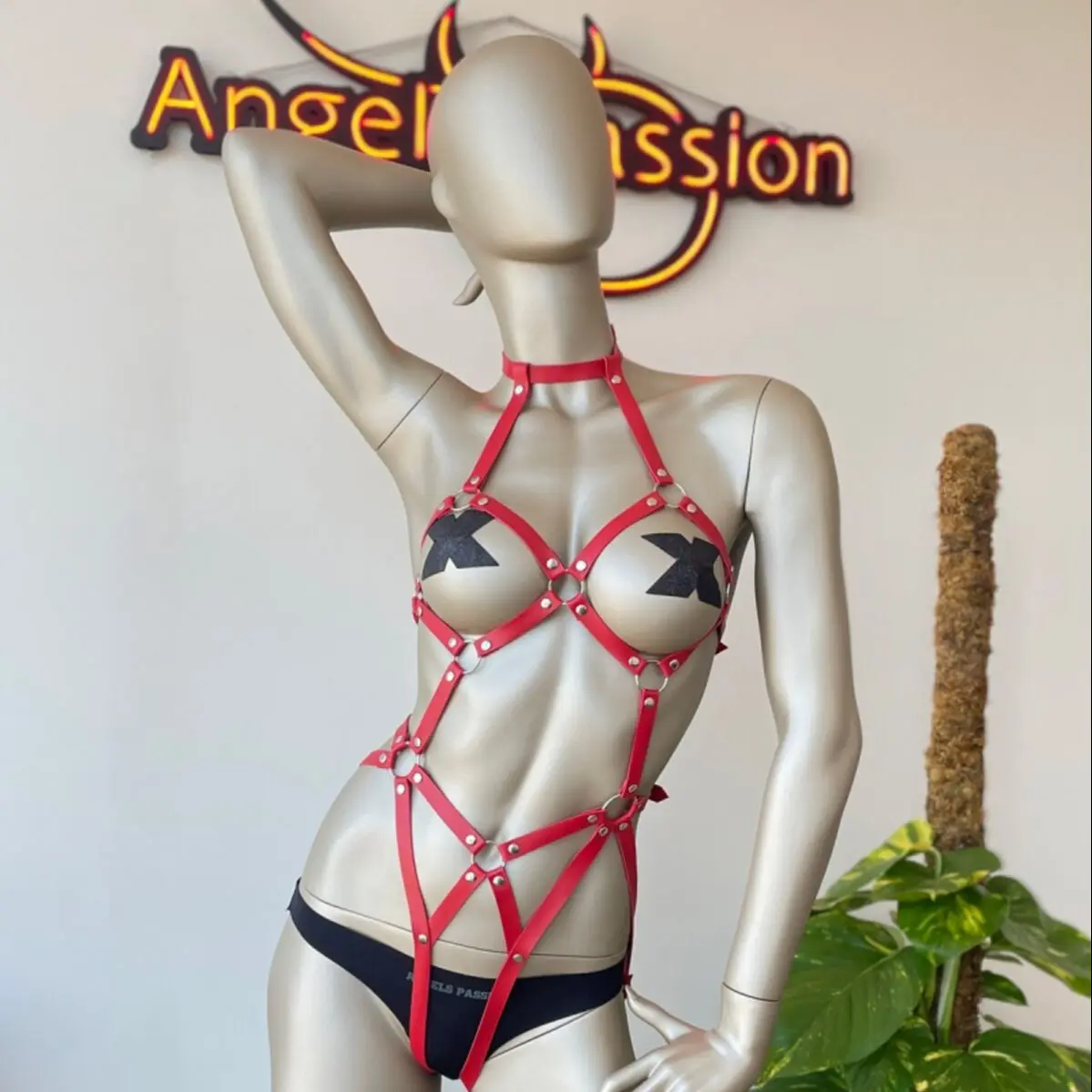 

Red Leather Dancer Special Harness, Fetish Women Wear, Erotic Lingerie, Stylish Wraparound Accessory - PNT514