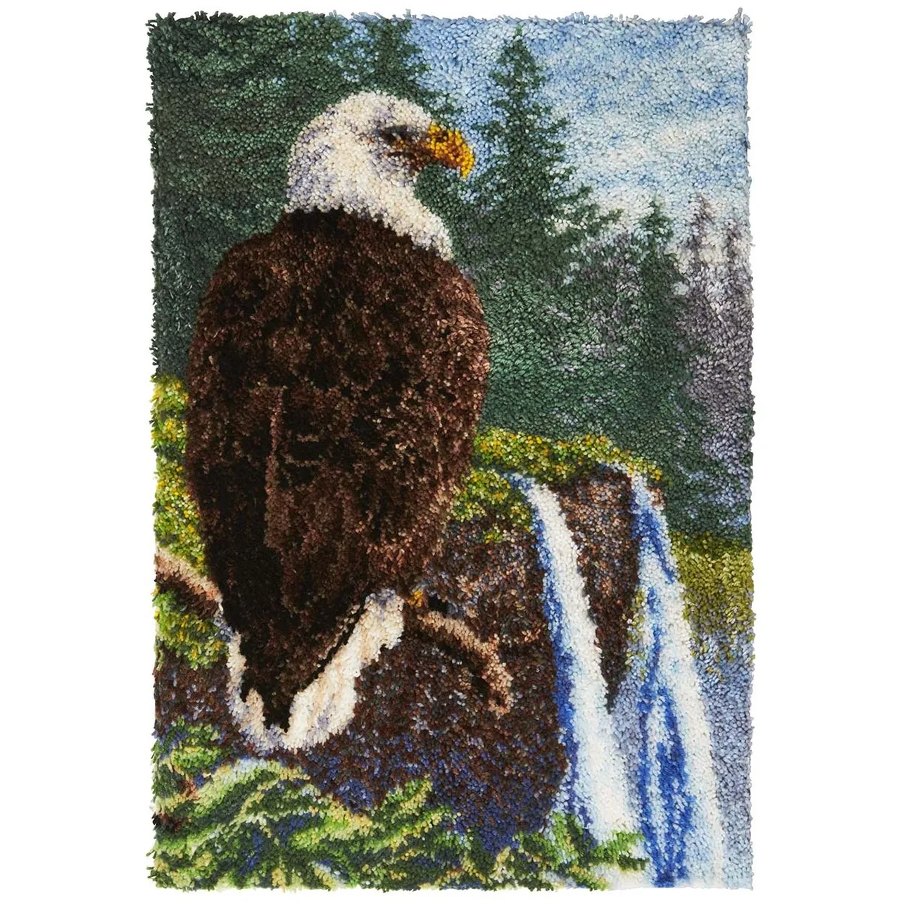 

Latch Hook Kits Majestic Eagle Wall Hanging DIY Carpet Rug Pre-Printed Canvas with Non-Skid Backing Floor Mat 69x102cm