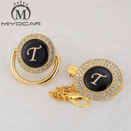 LT-1 0-6M MIYOCAR имя инициалы буквы T элегантный Серебряный bling соска и пустышка Клип BPA бесплатно пустышка bling уникальный дизайн SGS пройти LT - Цвет: LT-1 0-6M