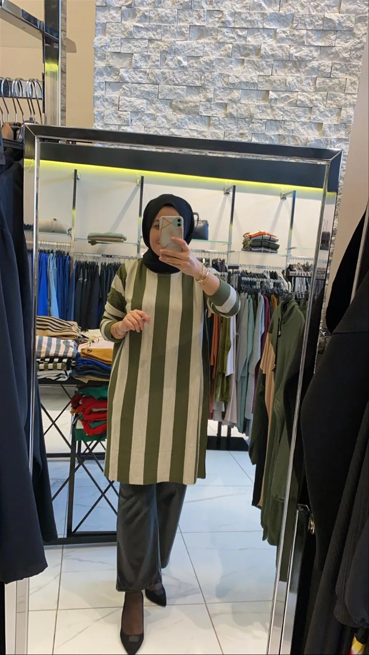 

Butik Melike Women's Thick Striped Tunic 2021 New Arrivals hijab abaya muslim fashion set islamic clothing prayer garment Turkey