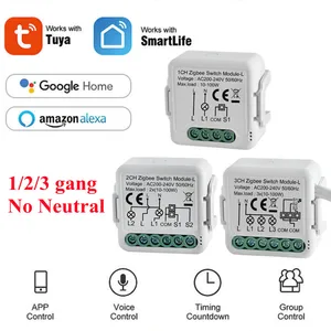 1/2/3 Gang Mini Tuya ZigBee Smart Light Switch Module Smart Life/Tuya App Control NO Neutral/Neutral