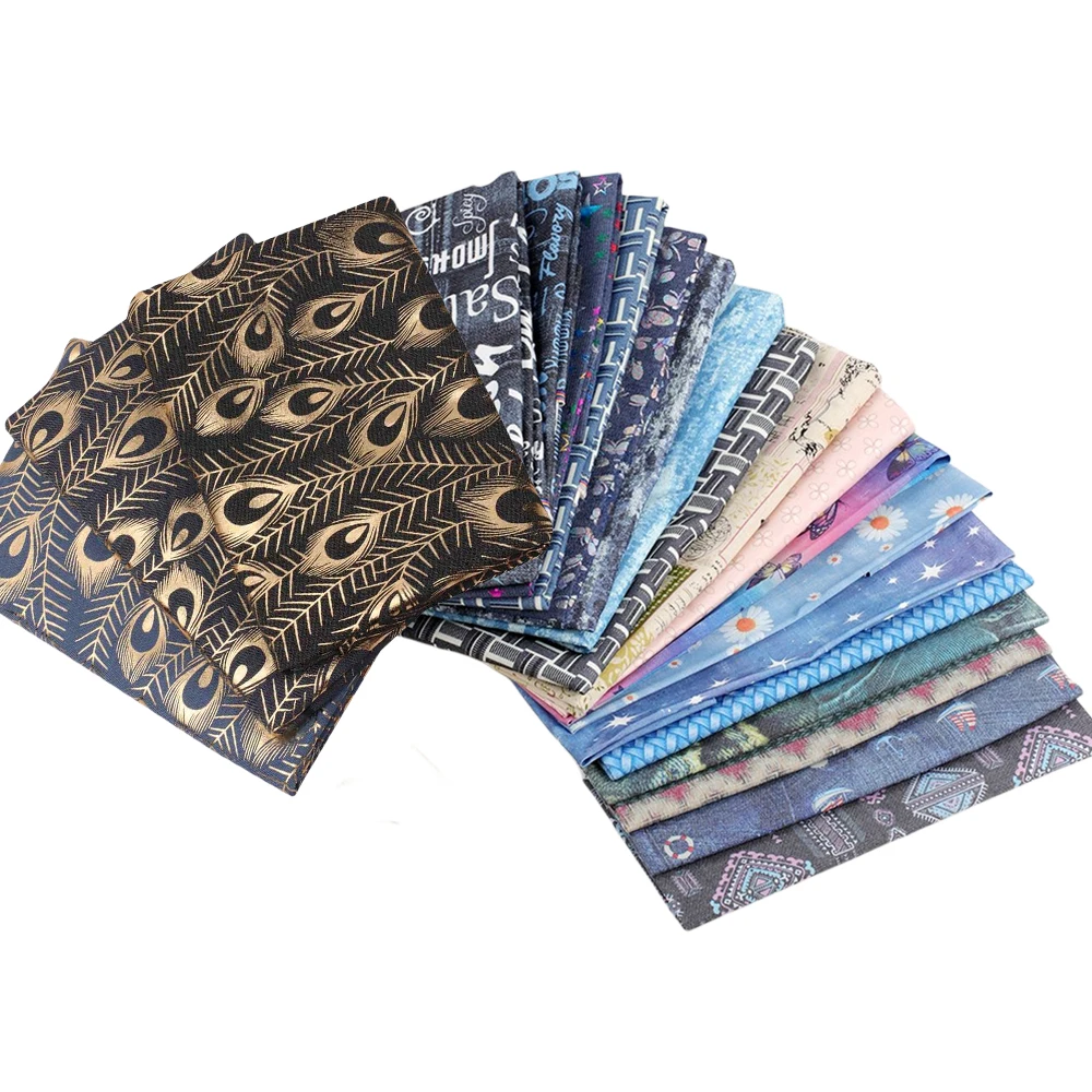 

Soft Peacock Feather Print Thin Solid Color Cotton Denim Fabric For Sewing Garment Shirt Skirt Material 50*150cm/piece