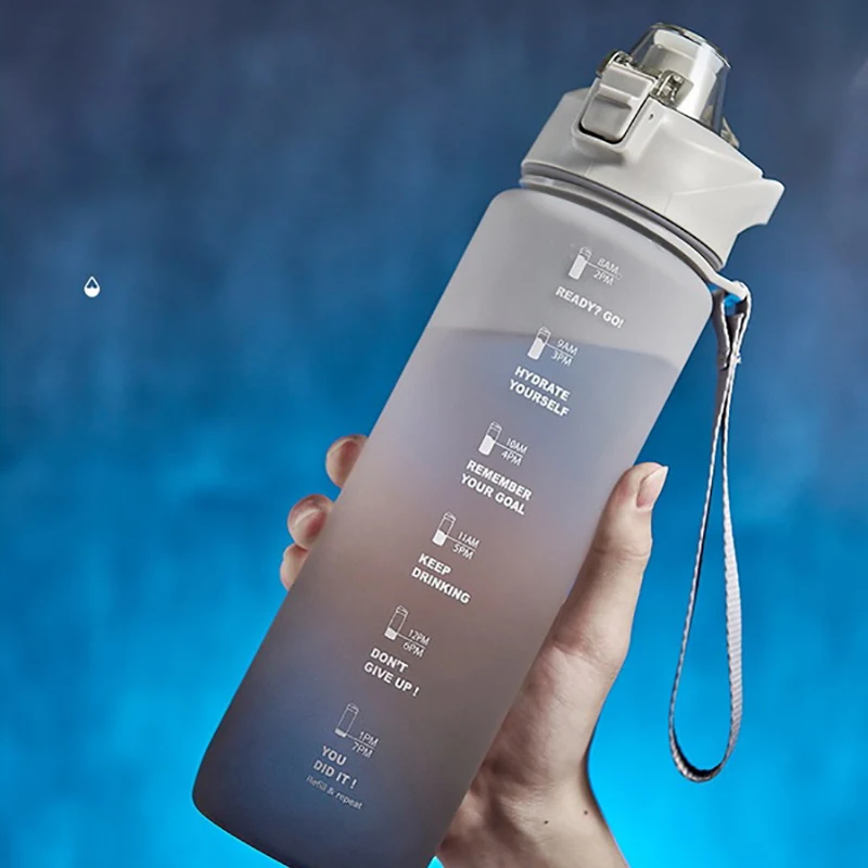 1 л Спортивная бутылка для воды с соломинкой портативные вместительные бутылки