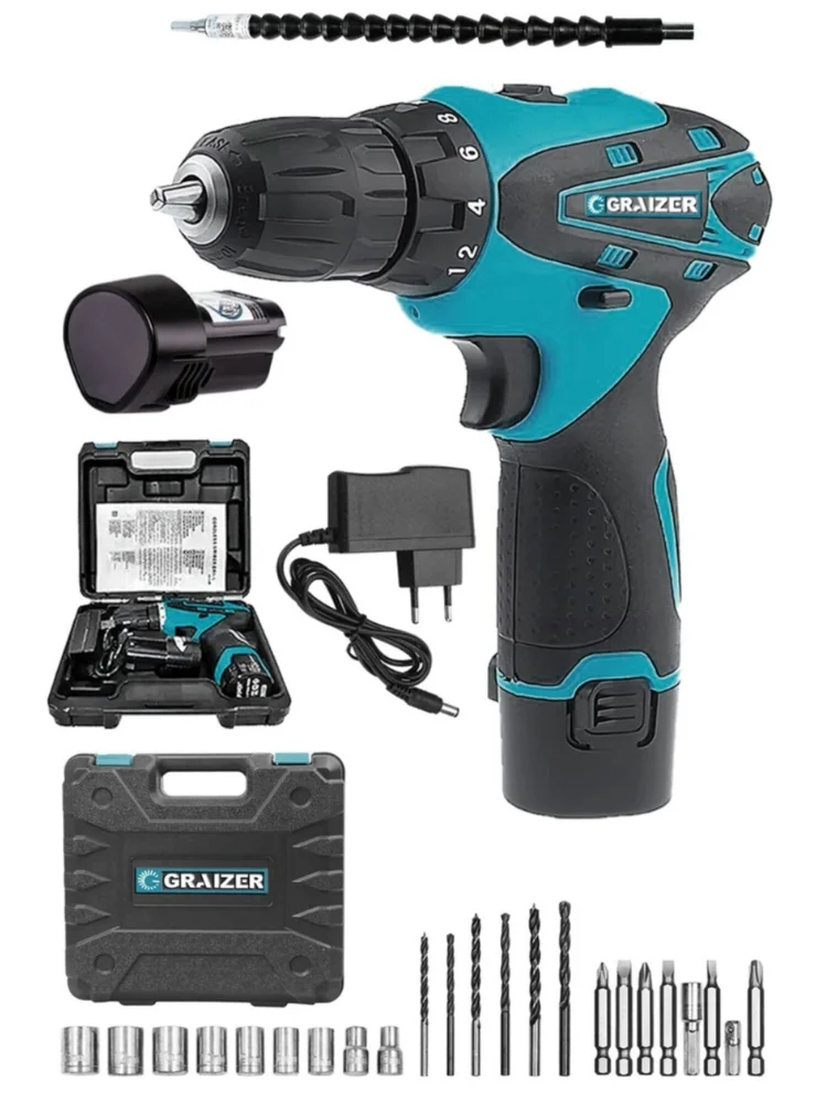 

Graizer German 20V 3 Ah Sjs Dual Metal Gearbox Dual Cordless Screwdriver + 24 Piece Set Electrical Screwdriver Drill Machine
