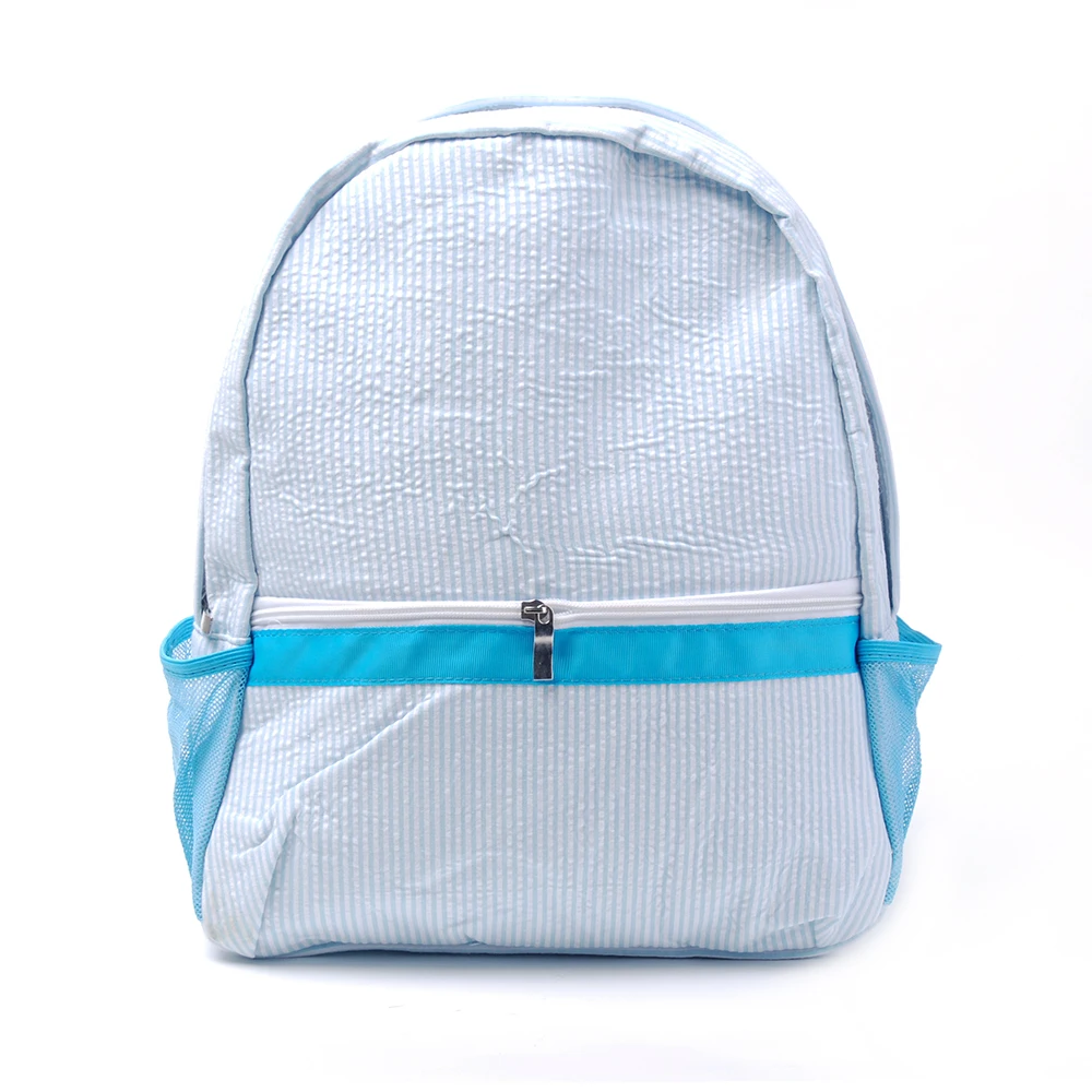 25pcs Lot Aqua Seersucker Backpack GA Warehouse Portable Stripes Children Bag in 3 Colors DOM111-031