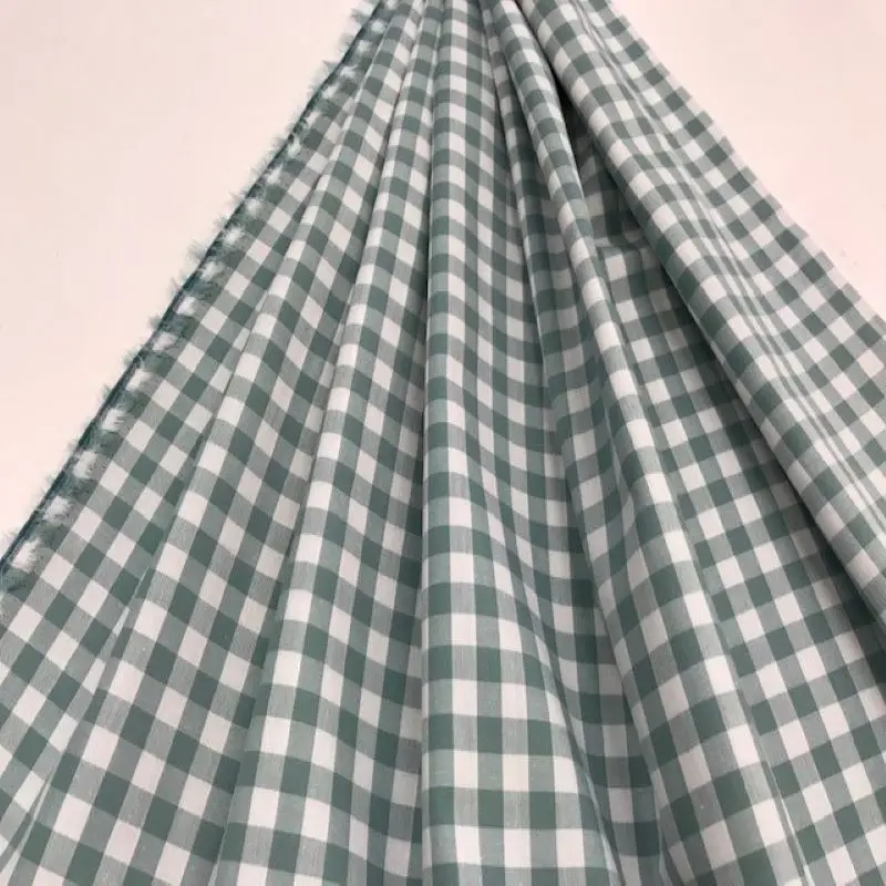 Квадратная ткань Виши 100% хлопок мятно-зеленый цвет ширина 1 см на метр ткани для