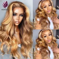 427 highlight human hair wigs for women ombre body wave lace frontal wigs for women 150 density silk top human hair wigs remy