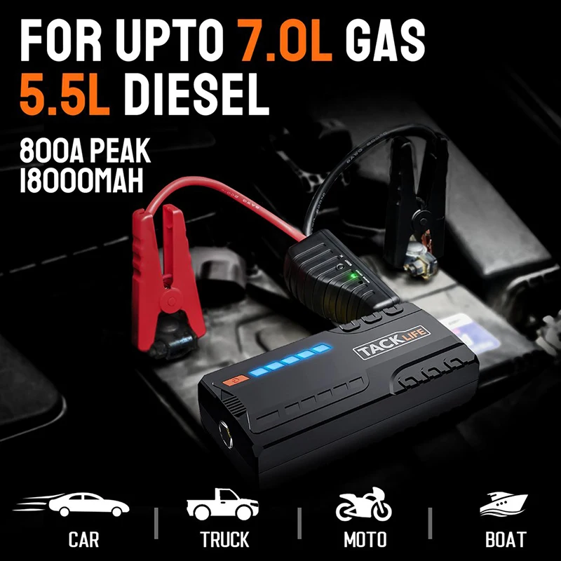 Автомобильное пусковое устройство 18000 мАч а с светодиодный USB-портами (5 В/9 В) |