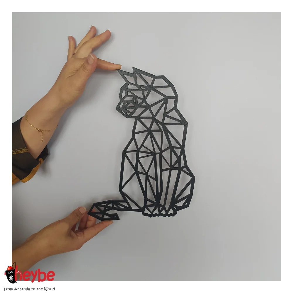 Дерево Украшение Стены Кот Черный Цвет Лазерная Резка Современная Природа