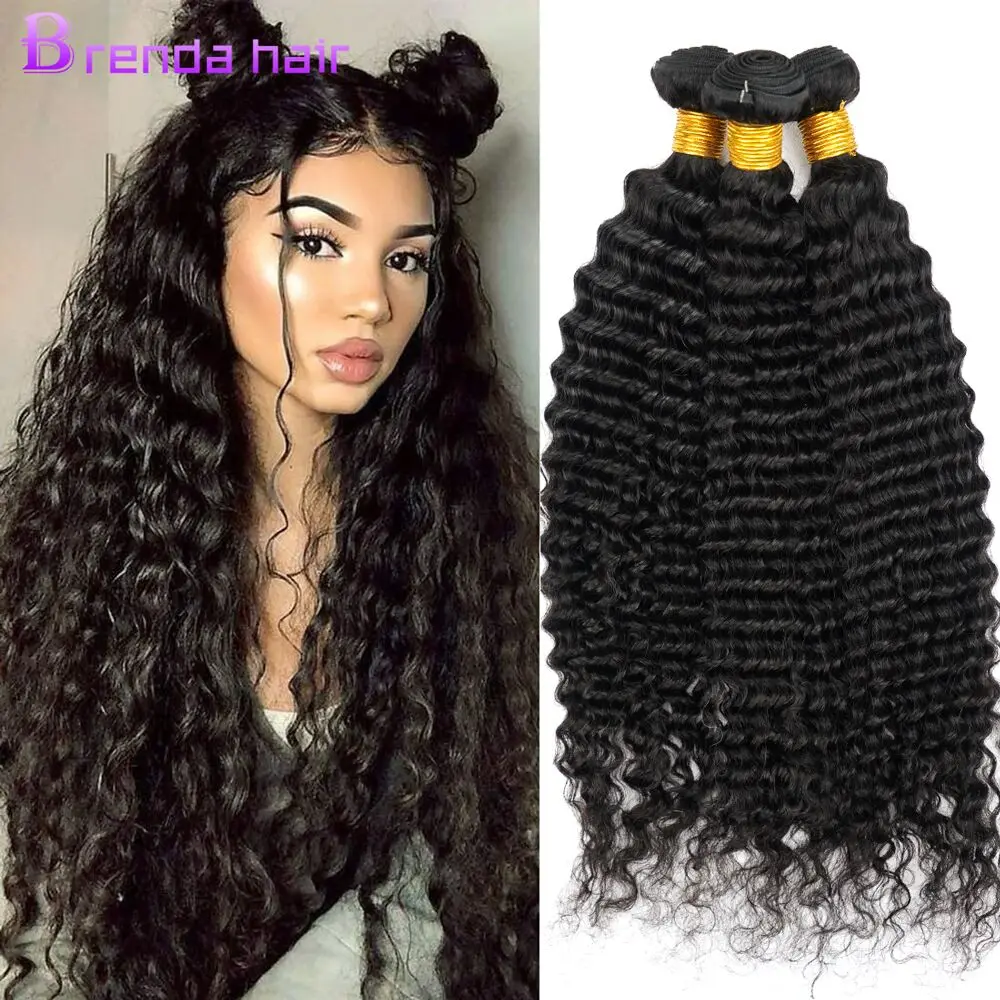 

Brazilian Loose Deep Wave 30 32 Inch Human Hair Bundles Wholes Remy Hair Weaves Water Wave Curly 100% Human Hair For Black Women