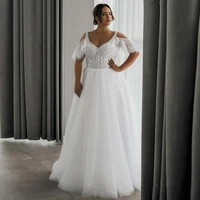 womens plus size v neck wedding dresses lace off the shoulder a line bridal dresses with lace up back court train custom made