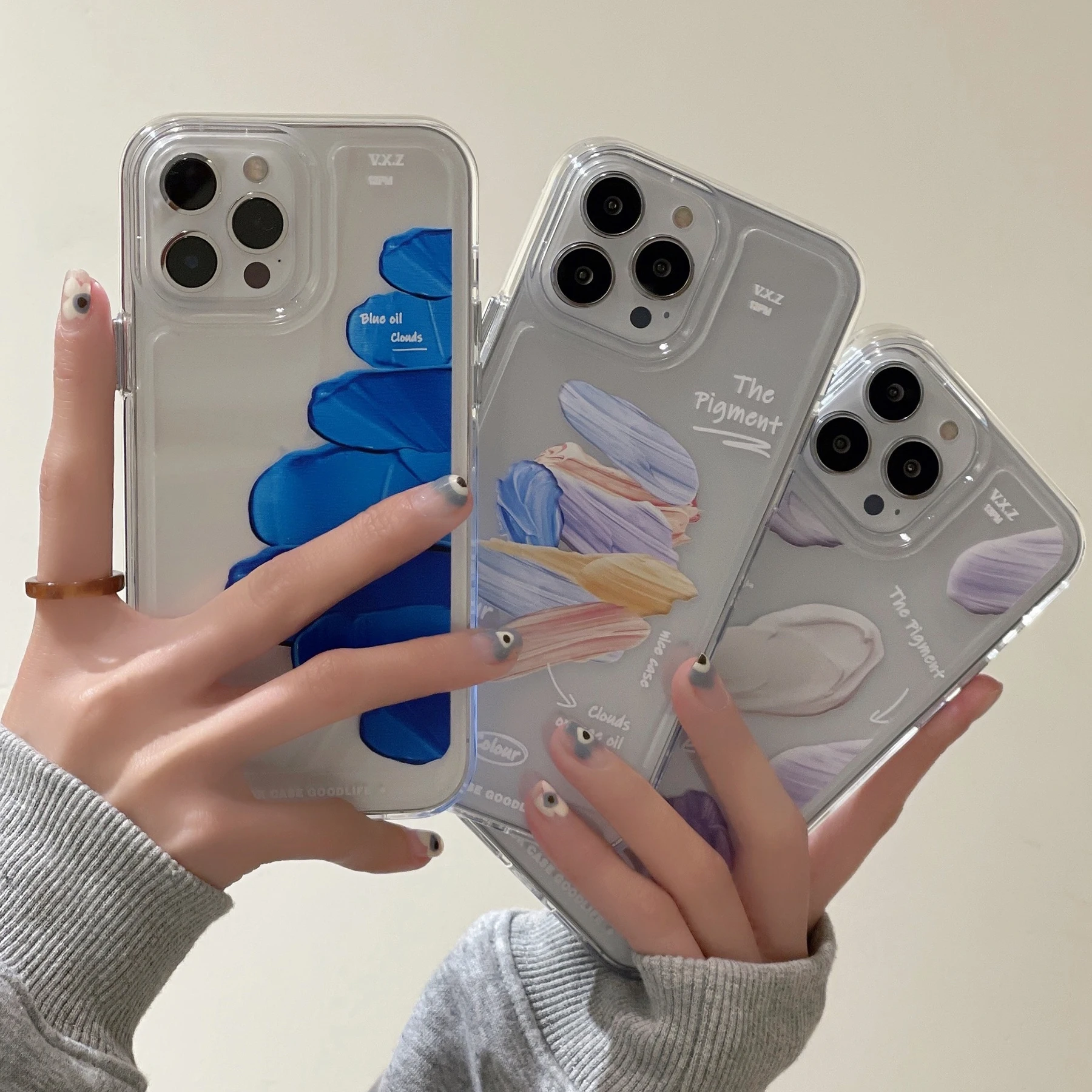 

High Hard Acrylic Clear Graffiti Phone Case for iPhone11 12 13 Pro Max X XR XS XSMax 7 8 Plus Space Pigment Transparent Cover