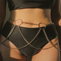 new fashion metal ring tassel waist chain women stage performance retro punk pants chain personality hip hop waist chain