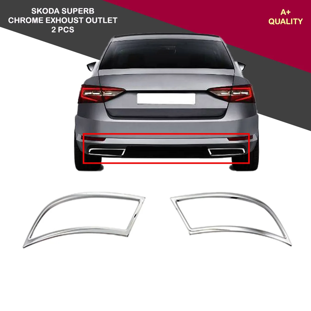 Für Skoda Superb Chrome Auspuff Outlet 2 Stück Set 2015-2021. Edelstahl. A + Qualität Automotive