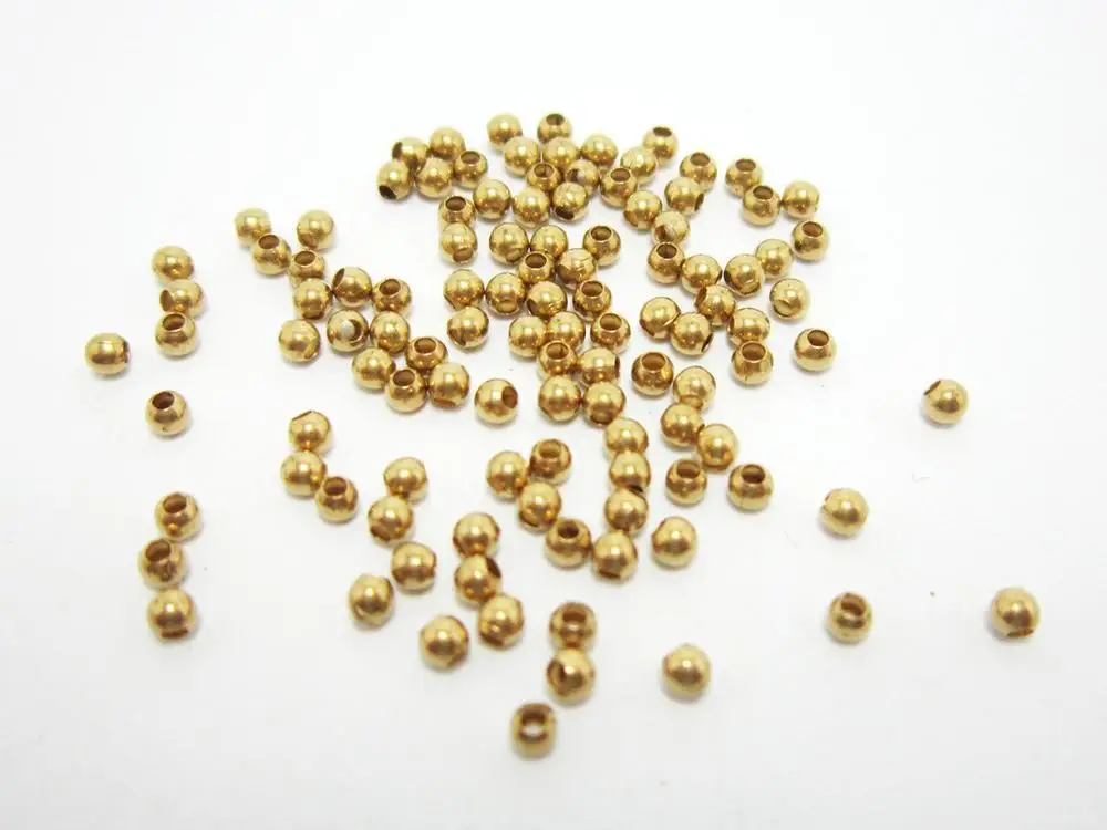100 шт. латунные бусины 2 мм круглый медные разделители с большим отверстием