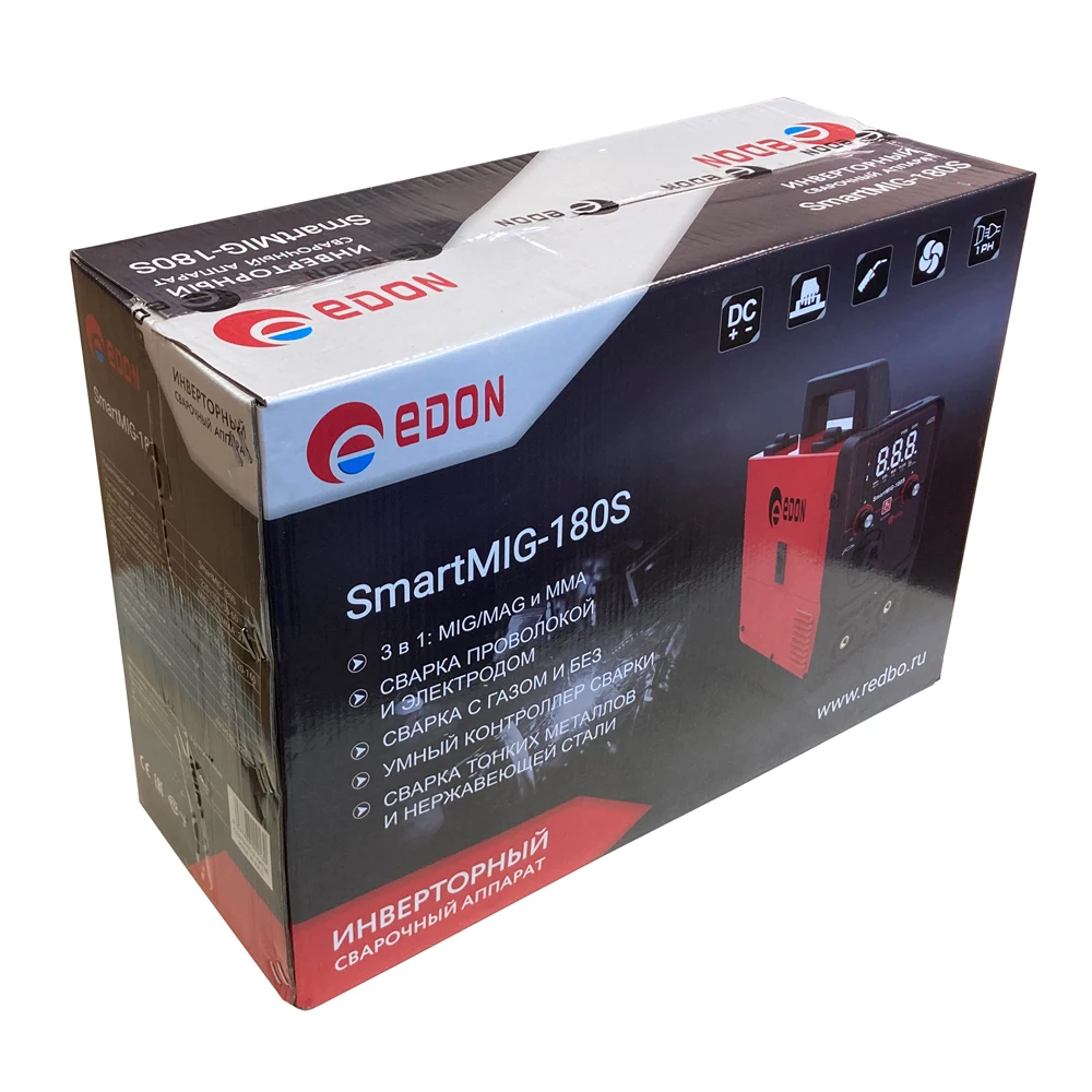 Полуавтоматический инверторный сварочный аппарат Edon Smart MIG-180 S MIG/MAG/FCAW/MMA
