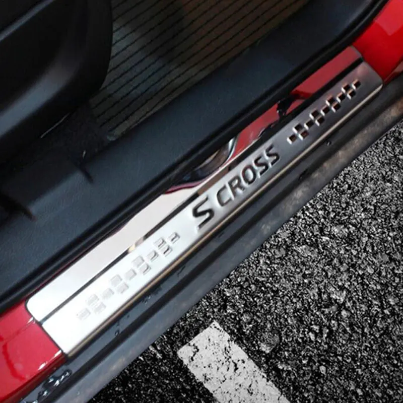 

4PCS Car Door Threshold Plate Anti-Scratch Stainless Steel For Suzuki s-cross SX4 2014 2015 2016 2017 2018 Accessories