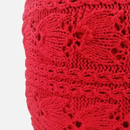

Red Knitted Pouf Pouf Chair Crochet Cotton Pouffe Pouf Ottoman Round Pouf Pouffe Coffe Table Pouf FootStool Floor Cushion