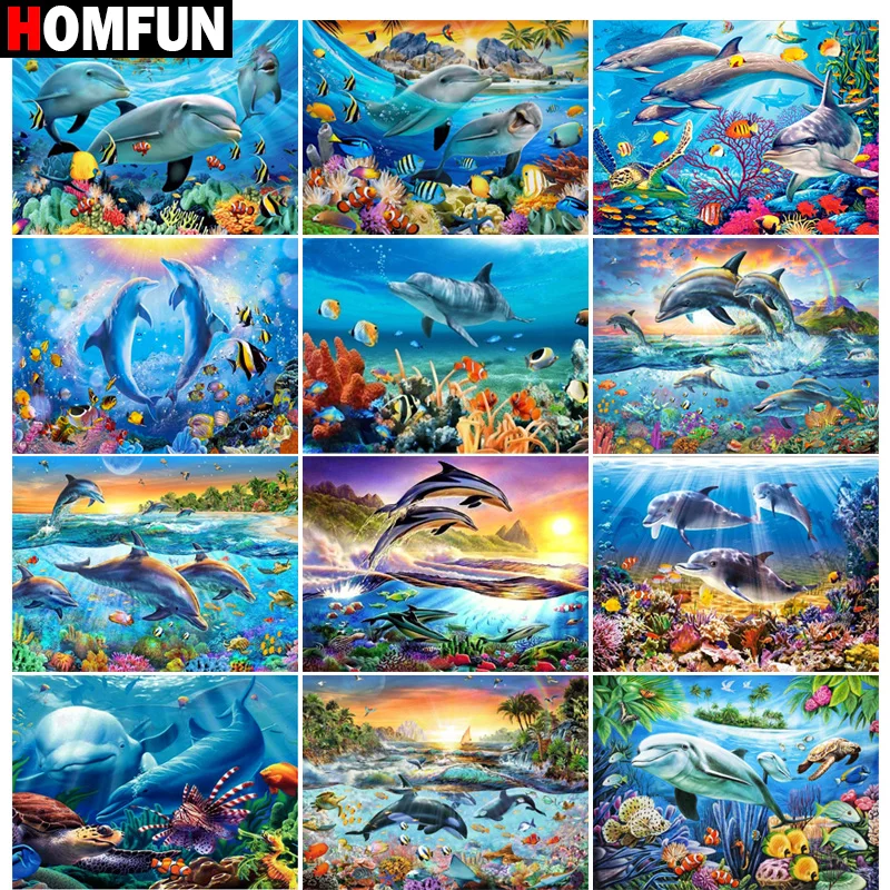 

Алмазная живопись HOMFUN, вышивка крестиком «Море пейзажа», полноразмерная, круглая, для творчества, 5d, алмазная вышивка