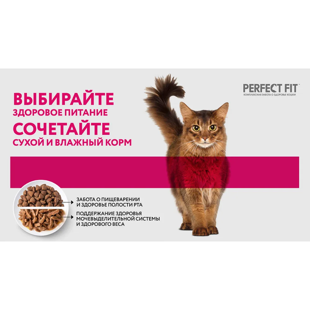 Влажный корм PERFECT FIT для стерилизованных кошек паштет с индейкой 24 шт по 75г | Дом и
