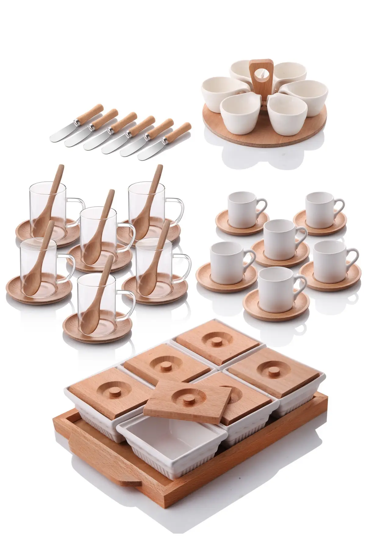 Высококачественный деревянный бамбуковый поднос для завтрака и чая чайный набор