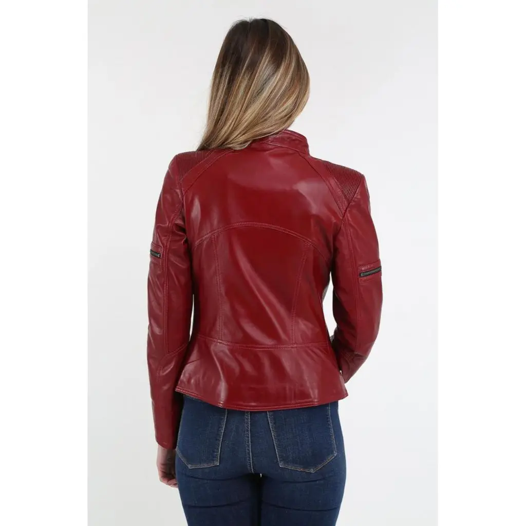Women Leather Jacket Genuine Real Leather Jacket leather Coat lambskin coat Female Jacket Genuine Leather Women's Red Coat