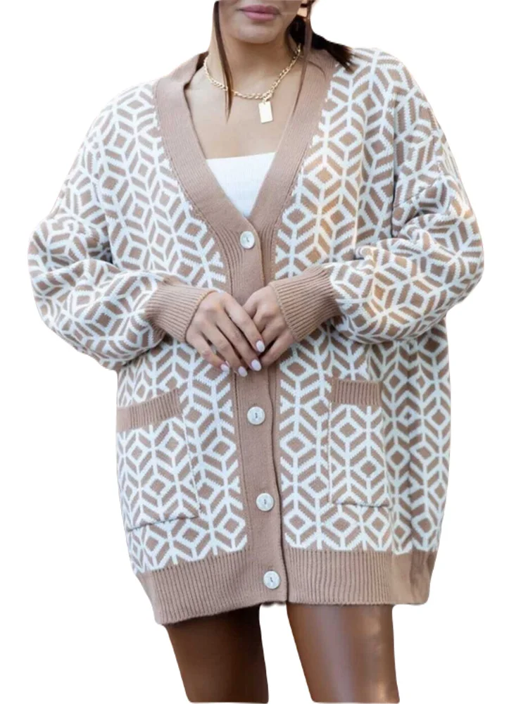 

Women's New Season Latest Fashion With Pocket and Button Oversize Mould Stylish and Elegant Wide Mold Milk Coffee Cardigan
