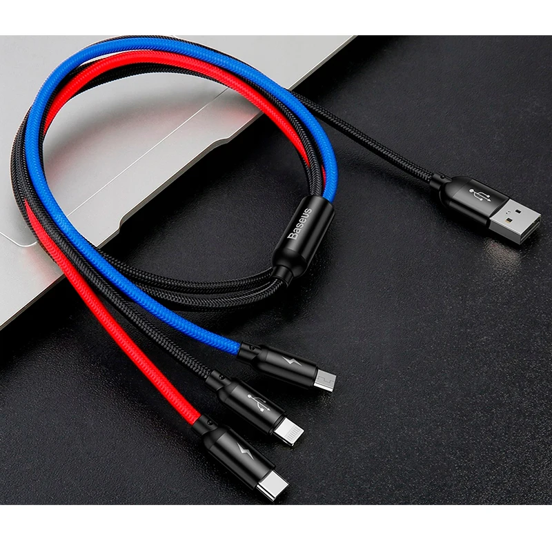 Кабель 0 3 м 1 2 Baseus быстрая зарядка телефона нейлоновая оплетка универсальный in USB -
