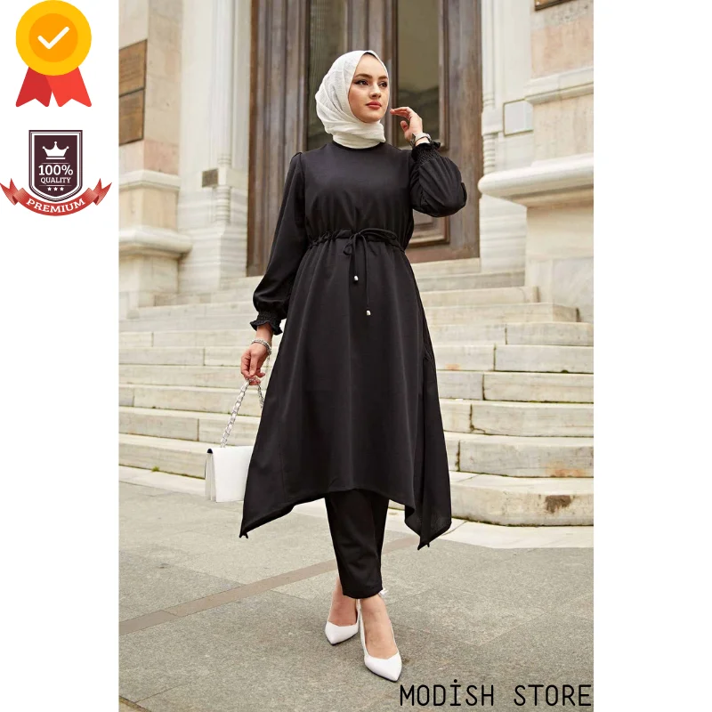 Linerless Asymmetric Muslim Woman Set |NEW SEASON| Dubai Abaya Turkey Muslim Dress Kaftan Modest Clothing Islamic Gift