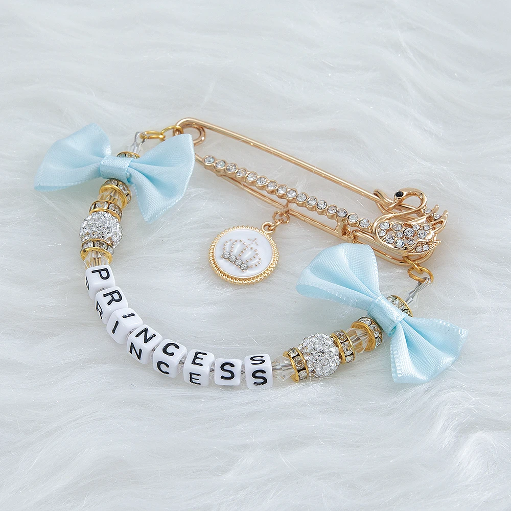 Миокар любое имя украшение Стразы бант розовая брикет держатель для соски и