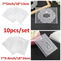 10pcsset 1513cm 1824cm transparent plastic folder bags with fastener for storing cutting dies stamps embossing template
