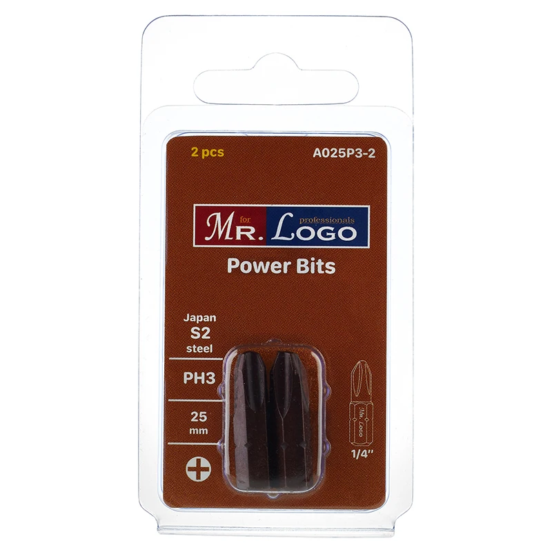 Бита PH3 x 25 мм Mr. Logo Сталь - S2 (фасовка 2 шт или 20 шт) арт. A025P3-2 C025P3-20